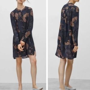 Wilfred (Aritzia) Light Grey Bossut Floral Silk Dress Size Small